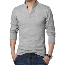 High Quality Men Tshirt Pullover V Neck Slim Long Sleeve Shirts Tracksuit Tops Basic Type Shirt Blusas Tee Male Clothing F2