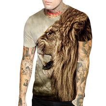 Summer Cotton T-Shirts 3D Lion Head Print Men's T Shirts Short Sleeve Slim Fit Tops Big Size Tees Male Clothing Tshirt Homme F15