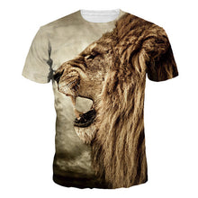 Summer Cotton T-Shirts 3D Lion Head Print Men's T Shirts Short Sleeve Slim Fit Tops Big Size Tees Male Clothing Tshirt Homme F15