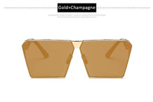 Men Oversized Square Sunglasses Women Fashion Large Size Metal Steampunk Mirror Sun Glasses