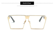 Men Women Oversized Steampunk Square Sunglasses New Fashion Large Clear Lens Metal Mirror Sun Glasses