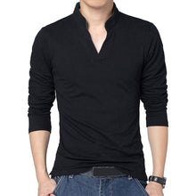 High Quality Men Tshirt Pullover V Neck Slim Long Sleeve Shirts Tracksuit Tops Basic Type Shirt Blusas Tee Male Clothing F2