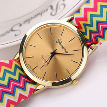 2017 New Fashion Women Dress Watch Floral Cloth Quartz Watches Aztec Tribal Geneva Watch Women Relojes Mujer