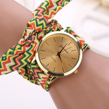 2017 New Fashion Women Dress Watch Floral Cloth Quartz Watches Aztec Tribal Geneva Watch Women Relojes Mujer