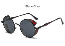 Vintage Gothic Round Steampunk Sunglasses Men Retro Unique Carving Frame Mirrored Sun Glasses For Male Cool Hip Hop