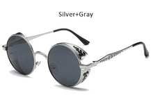 Vintage Gothic Round Steampunk Sunglasses Men Retro Unique Carving Frame Mirrored Sun Glasses For Male Cool Hip Hop