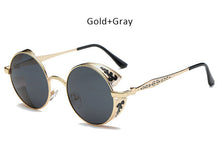 Vintage Gothic Round Steampunk Sunglasses Men Retro Unique Carving Frame Mirrored Sun Glasses For Male Cool Hip Hop