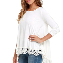 Women White Shirt Blouse Long Sleeve Casual Lace Patchwork Blouse Loose Cotton Tops blusa feminina Women Clothes