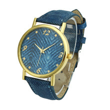Women Men Denim Cloth Strap Bracelet Wrist Watch Unisex Analog Quartz