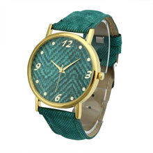 Women Men Denim Cloth Strap Bracelet Wrist Watch Unisex Analog Quartz