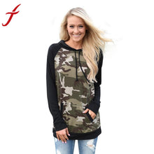 High Quality Womens Blouse Long Sleeve Splice Camouflage Hoodie Sweatshirt Jumper Hooded Women Clothing Blusas