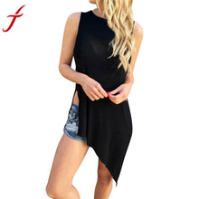 Women Summer Irregular Sleeveless Casual Tops T-Shirt Roupas Femininas Blusas Tops Sexy Black Tees Women Clothing