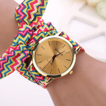 New Women Aztec Tribal Floral Cloth Quartz Dial Wristwatch Watch