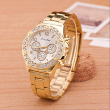 New Fashion Clothing Women Watch Geneva Leisure Three Eye Crystal Luxury Steel Starp Ladies Quartz Watches Relogio Feminino