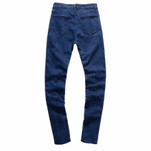 Mens Ripped Slim Fit Motorcycle Vintage Denim Jeans Hiphop Streetwear Pants