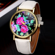 2016 New Fashion Women's Leather Rose Floral Printed Analog Quartz Wrist Mini Watch Luxury Brand Whatch Montre Femme