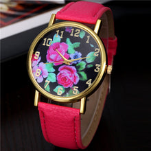 2016 New Fashion Women's Leather Rose Floral Printed Analog Quartz Wrist Mini Watch Luxury Brand Whatch Montre Femme