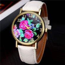 2016 New Fashion Women's Leather Rose Floral Printed Analog Quartz Wrist Mini Watch Luxury Brand Whatch Montre Femme