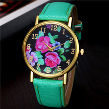 2016 New Fashion Women's Leather Rose Floral Printed Analog Quartz Wrist Mini Watch Luxury Brand Whatch Montre Femme