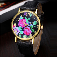 2016 New Fashion Women's Leather Rose Floral Printed Analog Quartz Wrist Mini Watch Luxury Brand Whatch Montre Femme